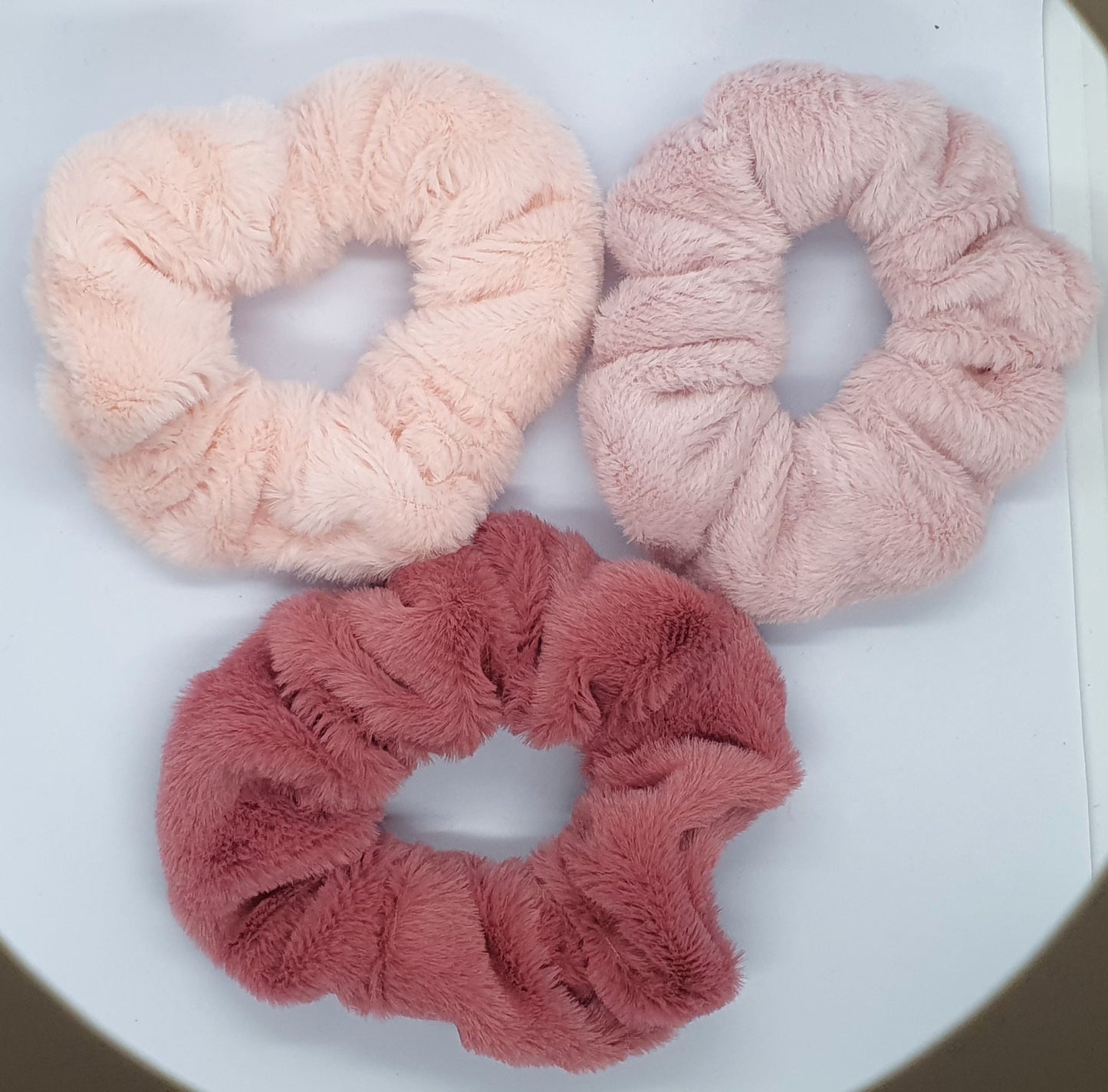 Large Thick Soft Hair Scrunchie Bobble Trio Blush