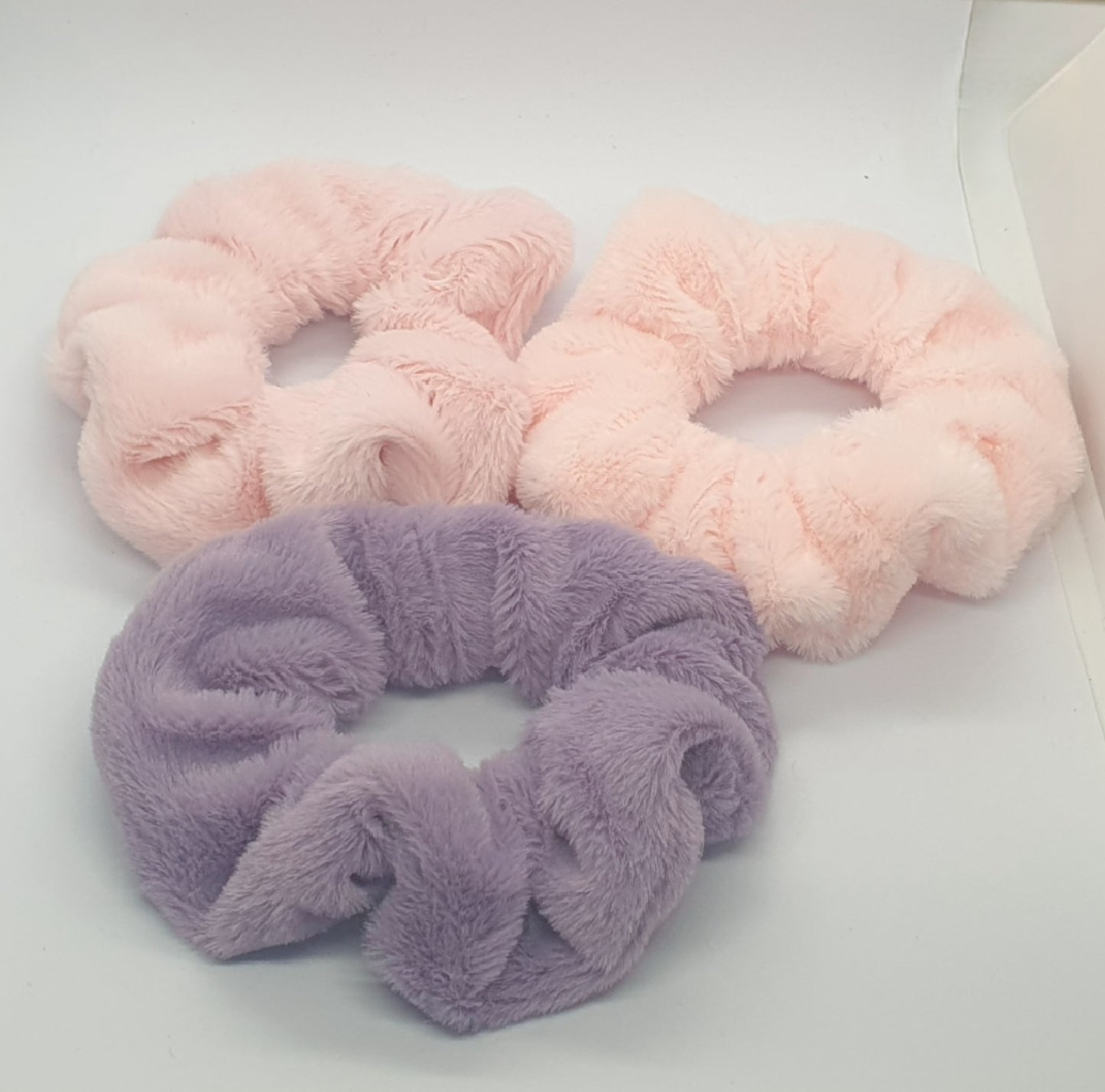 Large thick soft hair scrunchie bobble trio purple/pink