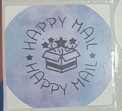 Petal Edge Happy Mail Thermal Printed Stickers For Parcels Packaging And Boxes...