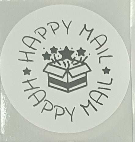 Round Happy Mail Thermal Printed Stickers For Parcels Packaging And Boxes...