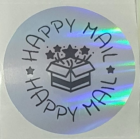 Round Happy Mail Thermal Printed Stickers For Parcels Packaging And Boxes...