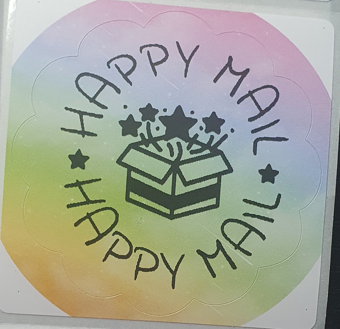 Petal Edge Happy Mail Thermal Printed Stickers For Parcels Packaging And Boxes...