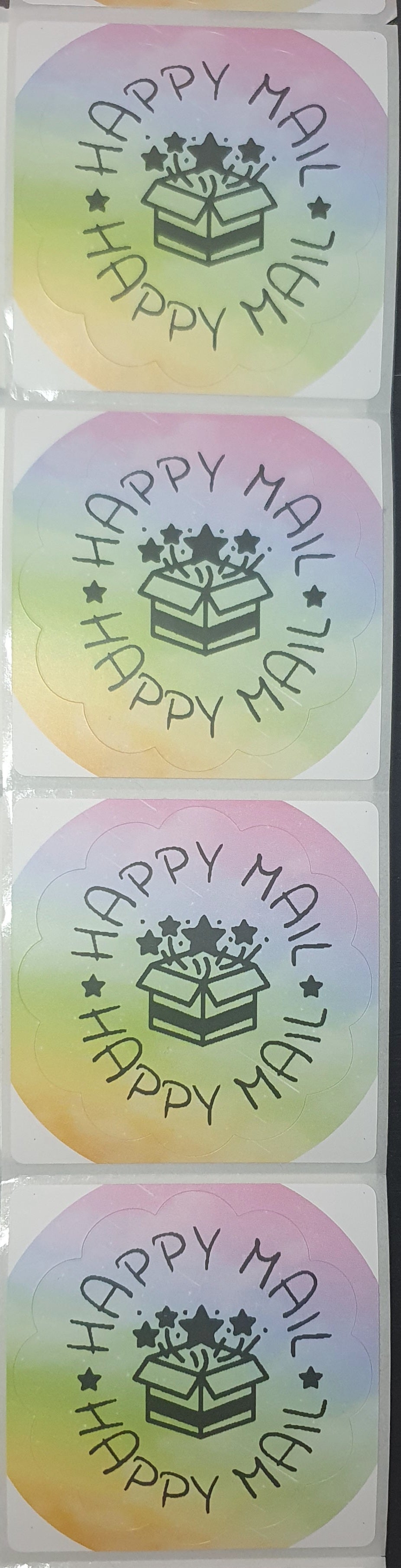 Round Happy Mail Thermal Printed Stickers For Parcels Packaging And Boxes...