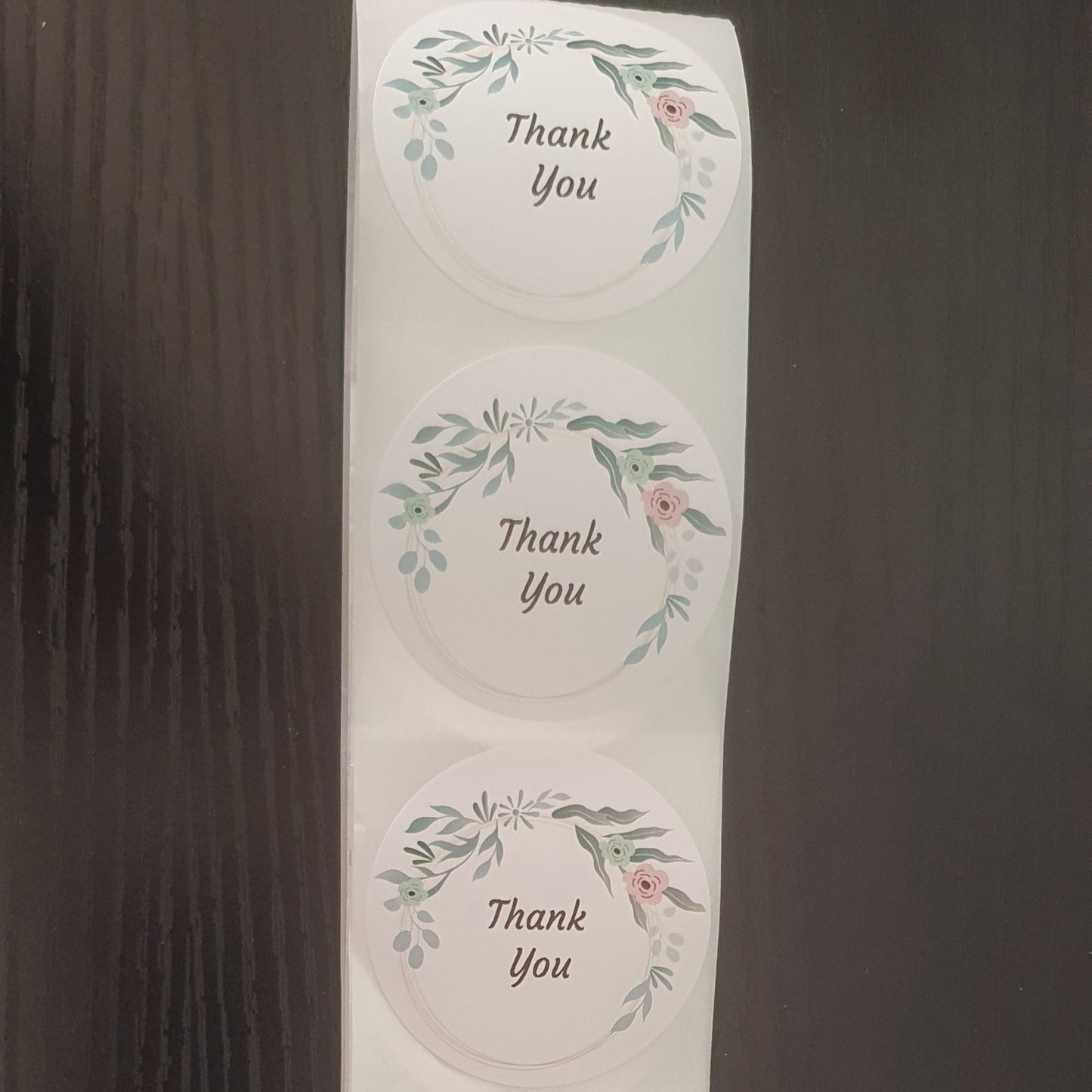 Floral thermal printed thank you stickers