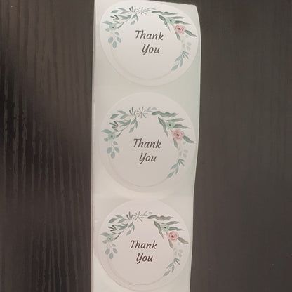 Floral thermal printed thank you stickers