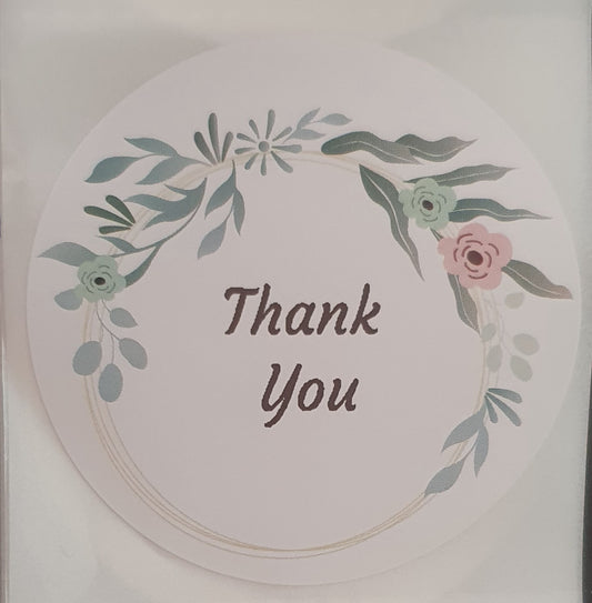 Floral thermal printed thank you stickers