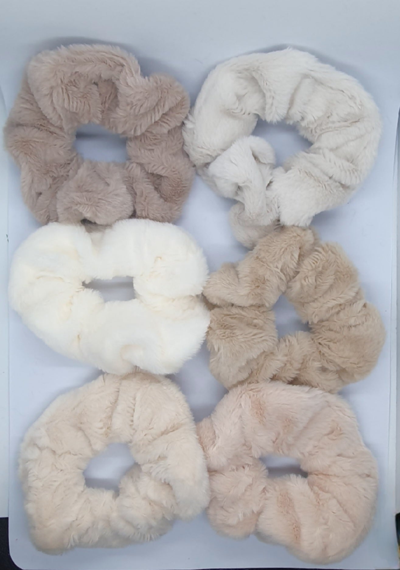 Creams And Beiges Set Large super soft and fluffy set of 6 hair scrunchie bobbles