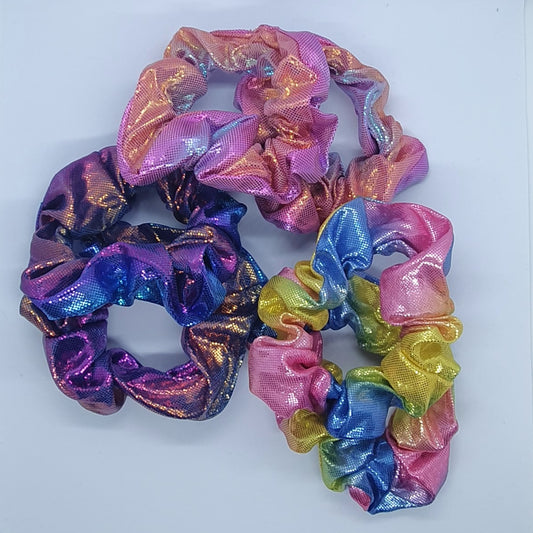 Set of 3 pairs shimmery shiny hair scrunchie bobbles