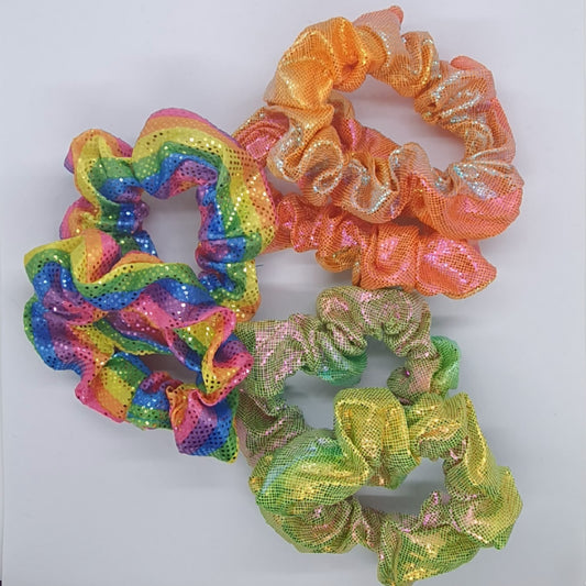 Tropical rainbow trio pairs scrunchie set