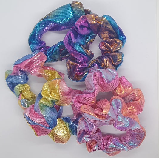 Rainbow shimmery shiny pigtail scrunchie sets