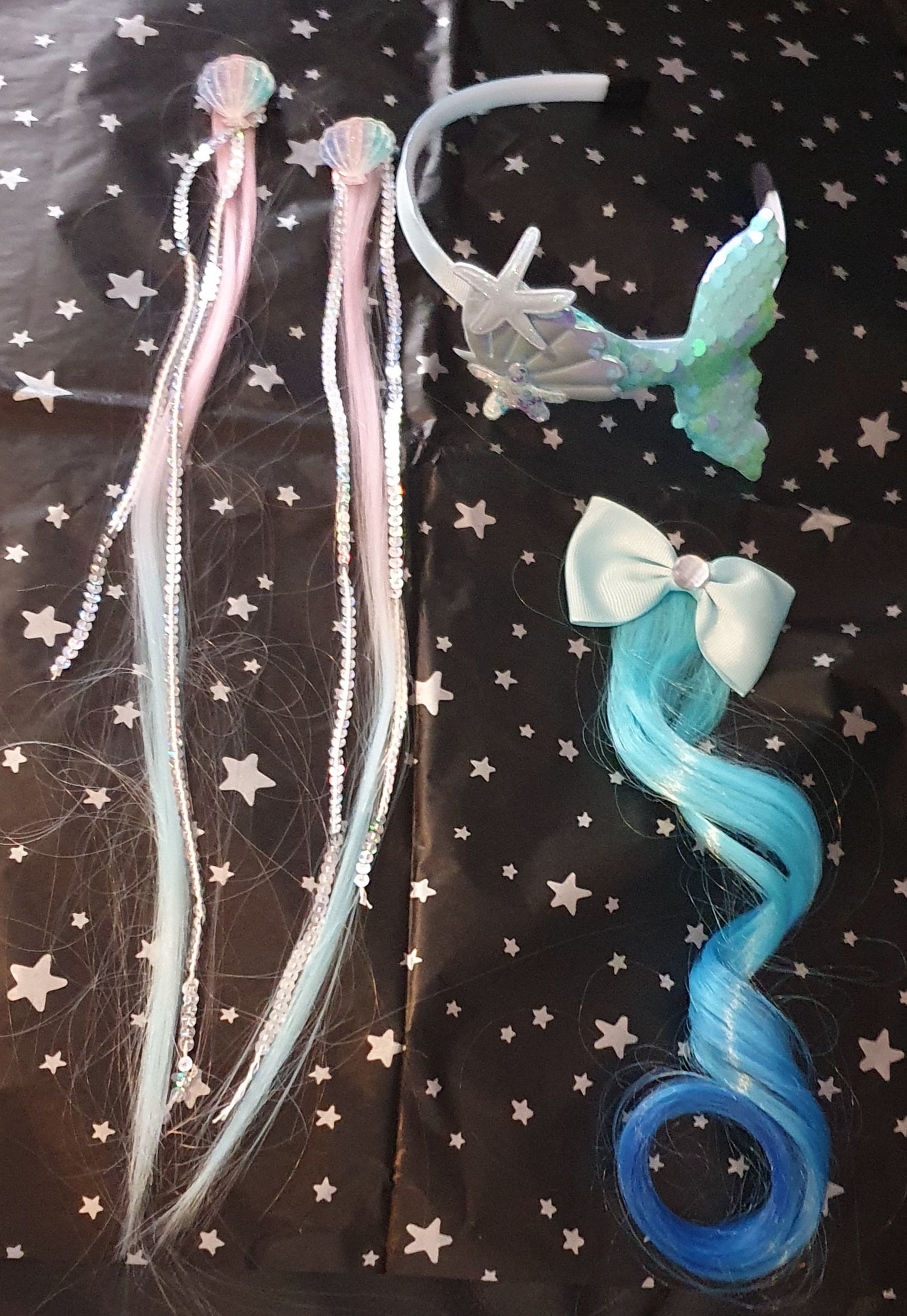 Blue mermaid themed hair accessory box