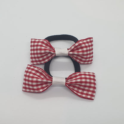 Gingham print back to school ribbon hair pigtail bow bobbles