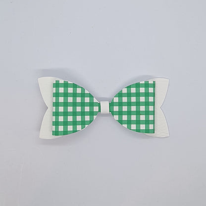 Gingham print back to school hair bow clips