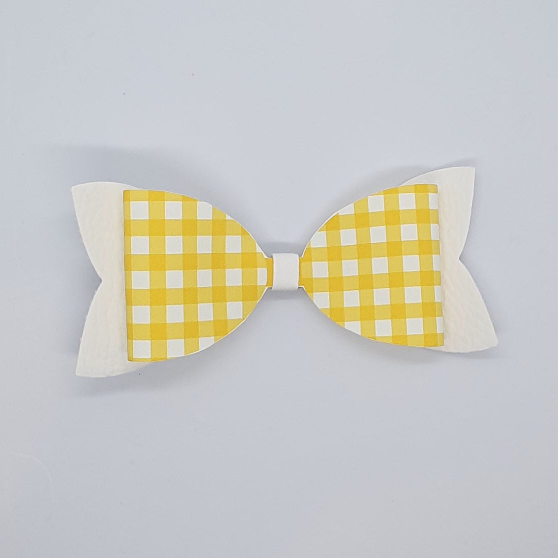 Gingham print back to school hair bow clips