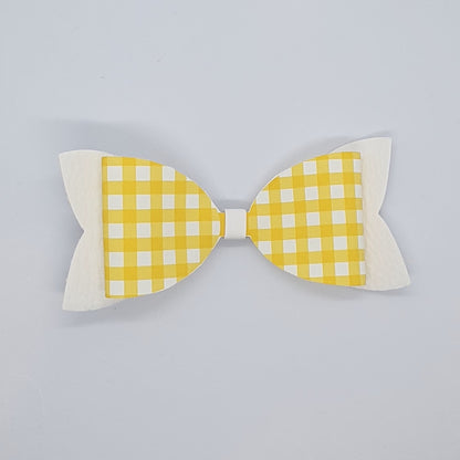 Gingham print back to school hair bow clips