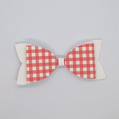 Gingham print back to school hair bow clips