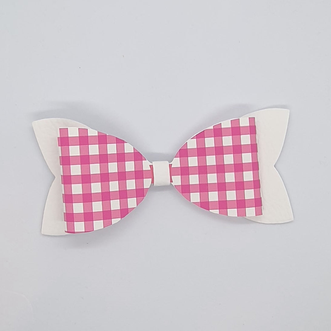 Gingham print back to school hair bow clips