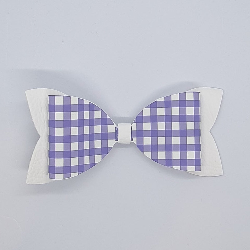 Gingham print back to school hair bow clips