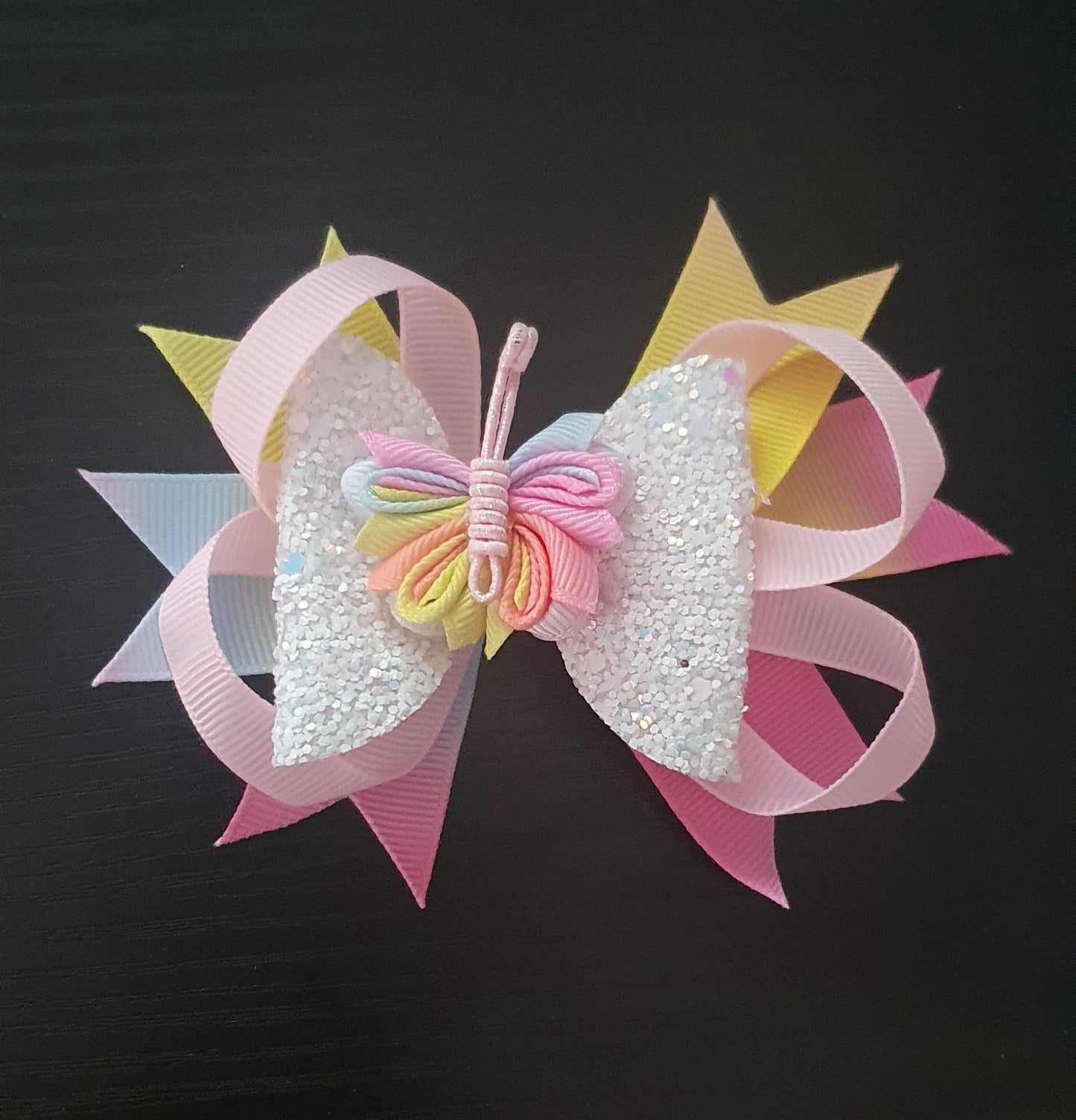 Large Ribbon Butterfly Hair Bow Clip