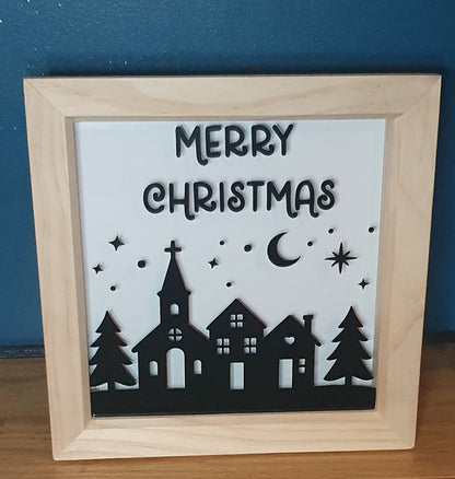 Merry Christmas Scene Shadow Box
