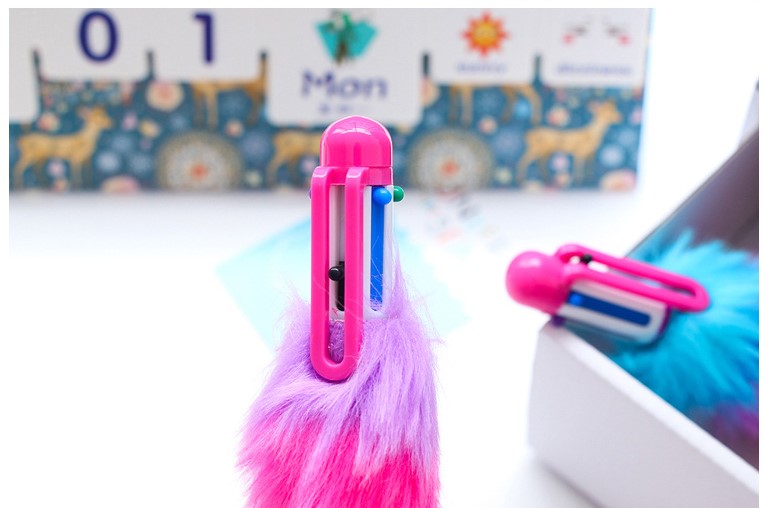 Novelty Fluffy 6 colour pen