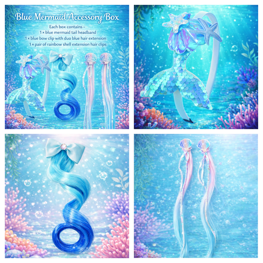 Blue mermaid themed hair accessory box