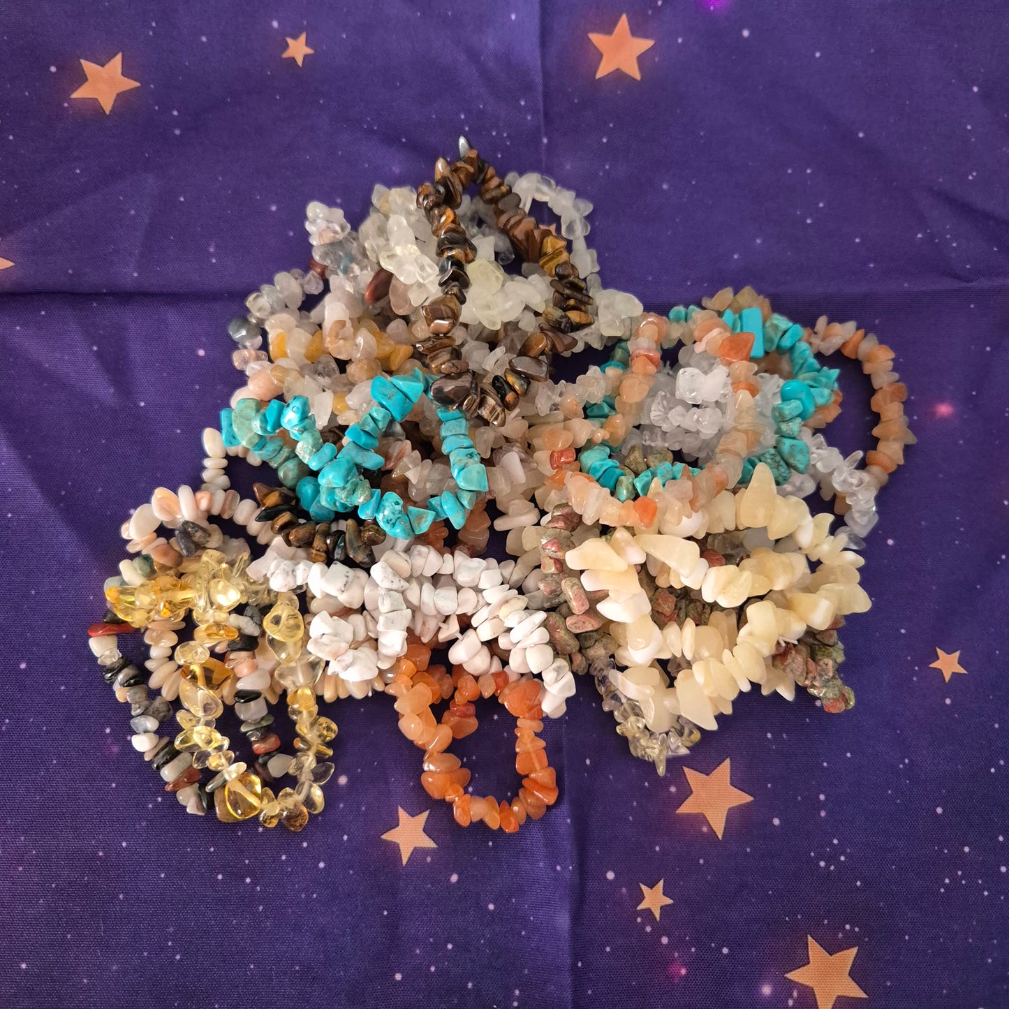 Natural Gemstone Chip Bracelets