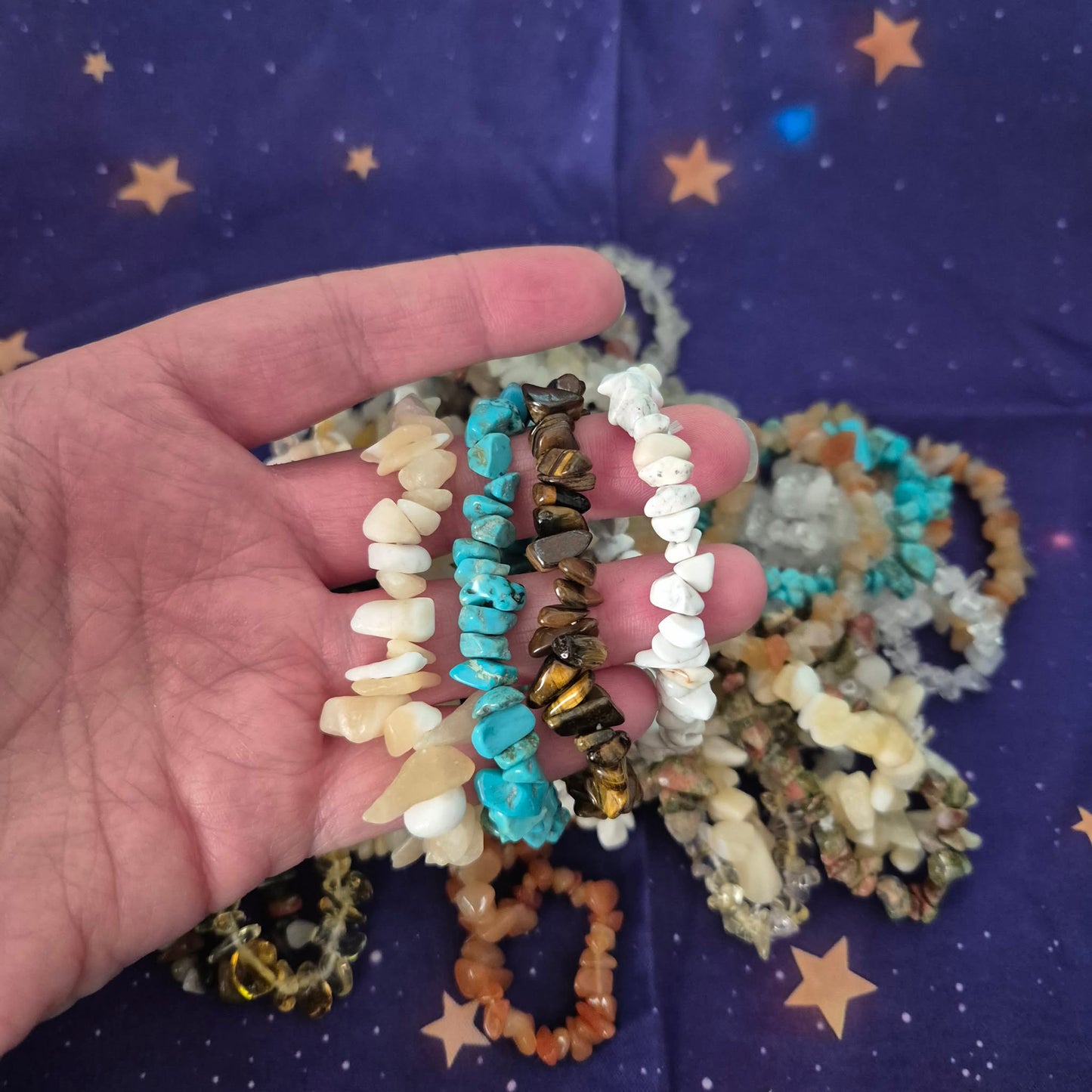 Natural Gemstone Chip Bracelets