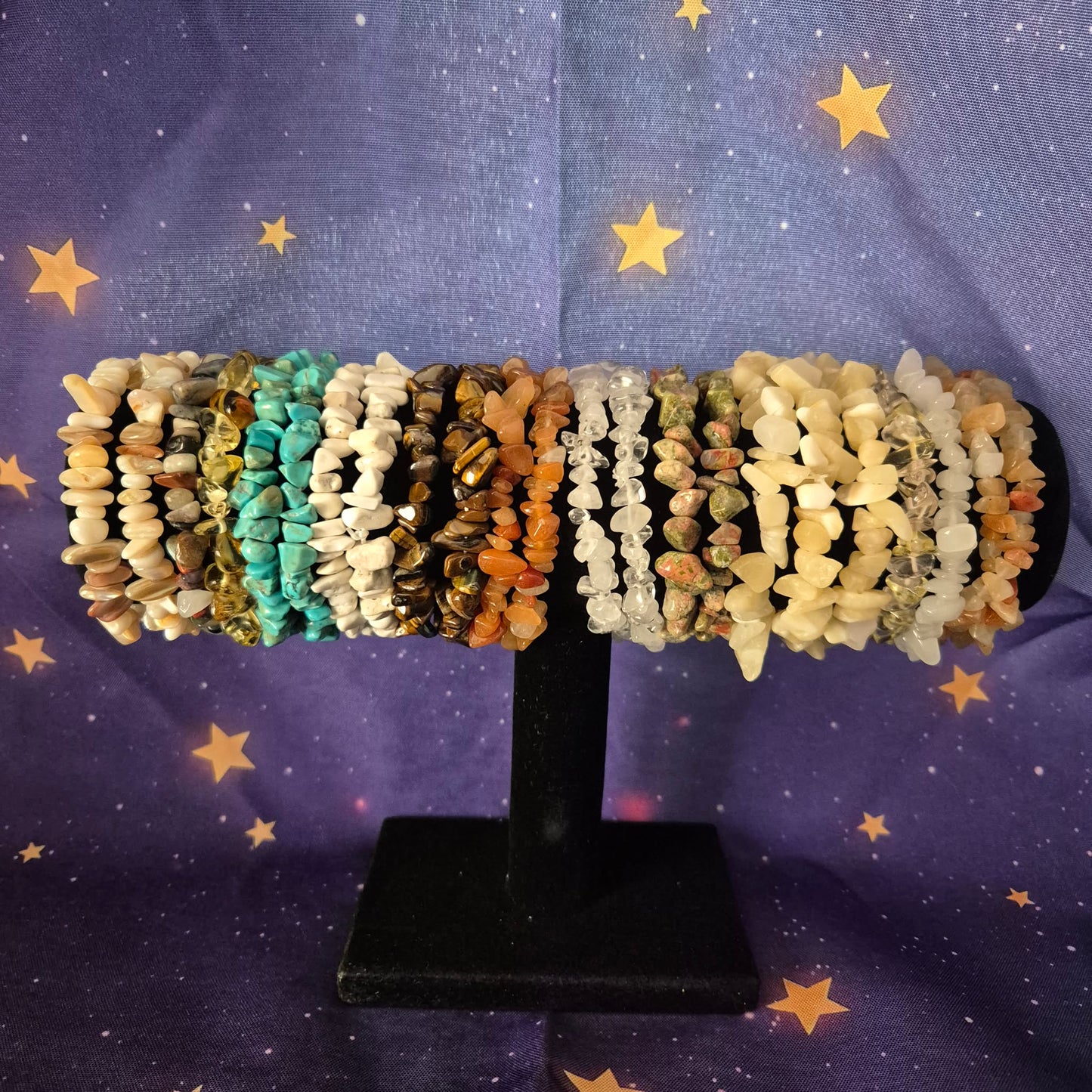 Natural Gemstone Chip Bracelets