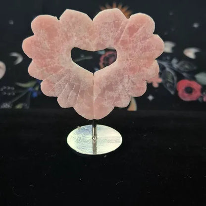 Gemstone flower heart mini display sculpture