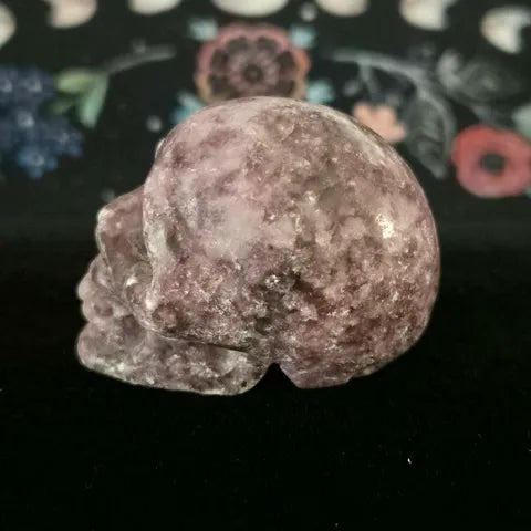 Lepidolite Skull Carving
