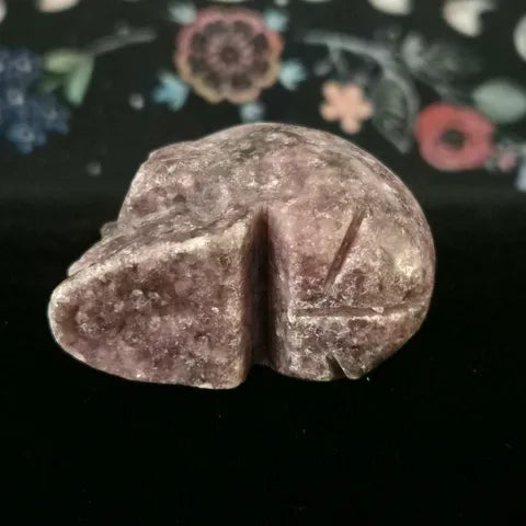 Lepidolite Skull Carving