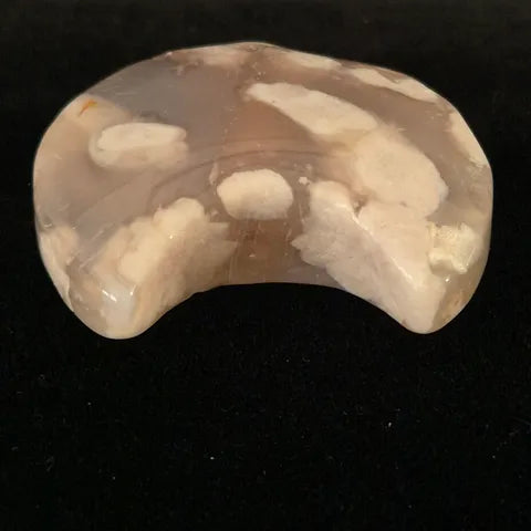 Flower Agate Crescent Moon Gemstone Carving