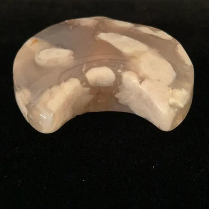 Flower Agate Crescent Moon Gemstone Carving