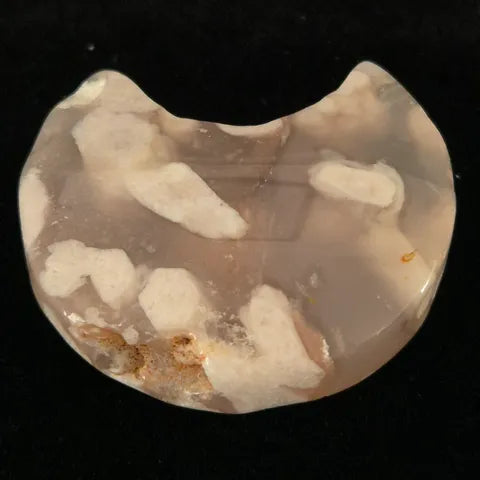 Flower Agate Crescent Moon Gemstone Carving