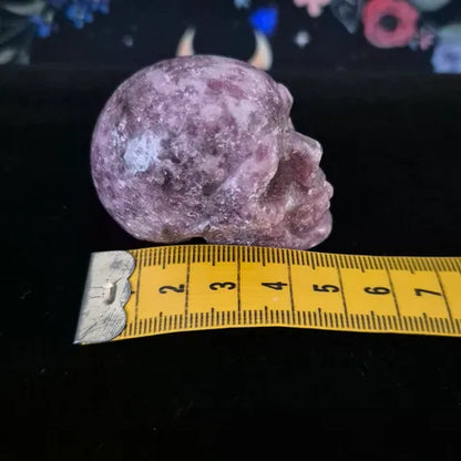 Lepidolite Skull Carving