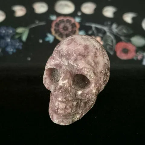 Lepidolite Skull Carving