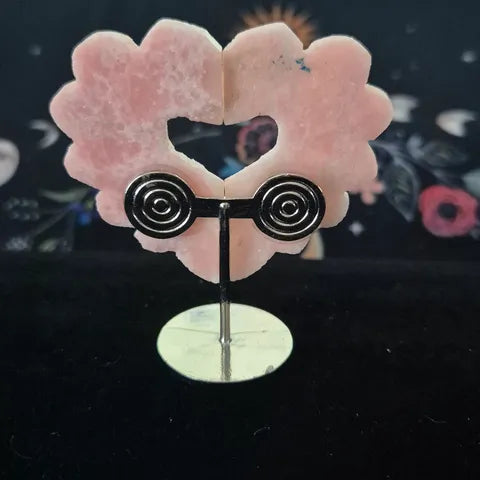Gemstone flower heart mini display sculpture