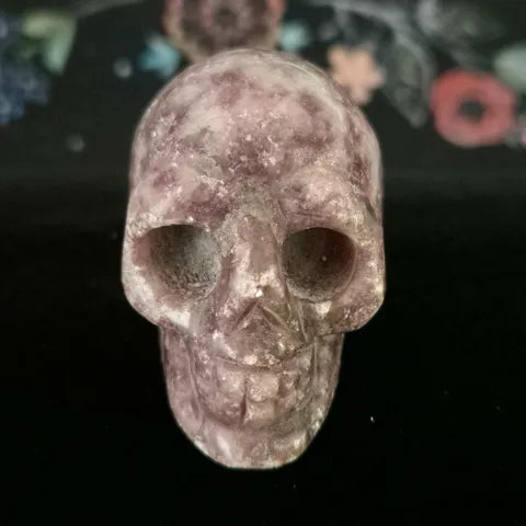 Lepidolite Skull Carving