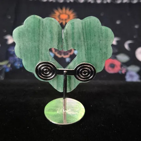 Gemstone flower heart mini display sculpture