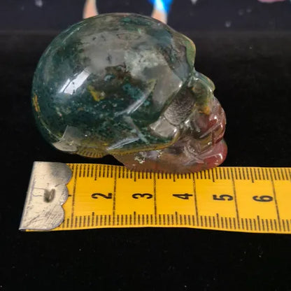 Moss Agate Skull Carving