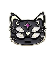 Black cat witches pet and spells pin badges