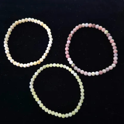 Gemstone Bracelet Trio Set - Plum Blossom Jasper Yellow Jade and Orange Calcite