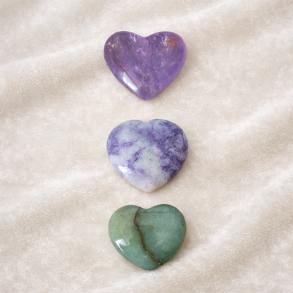 Heart Harmony Trio – Amethyst • Dream Amethyst • Green Aventurine