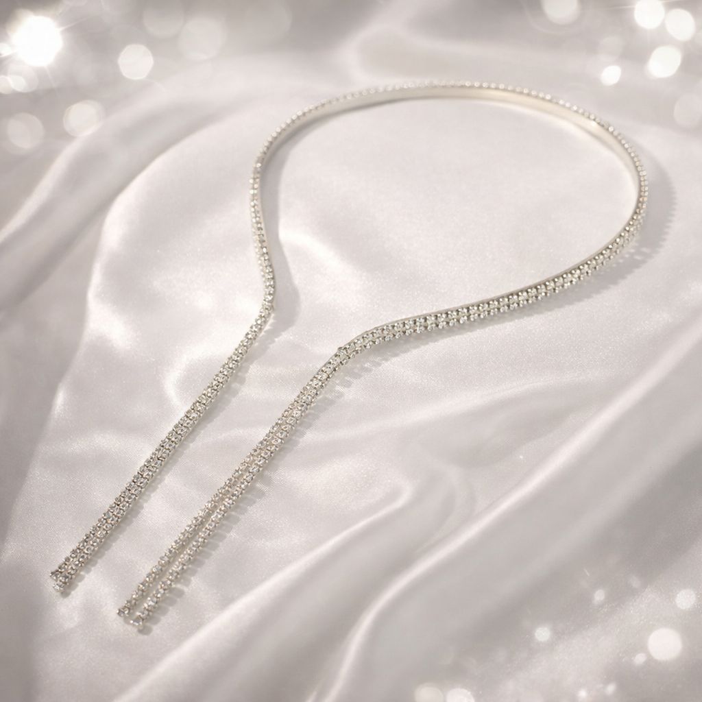 Rhinestone dangly chain headband