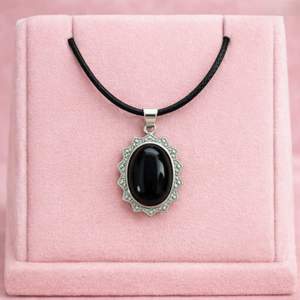 Silver sheen obsidian pendant necklace
