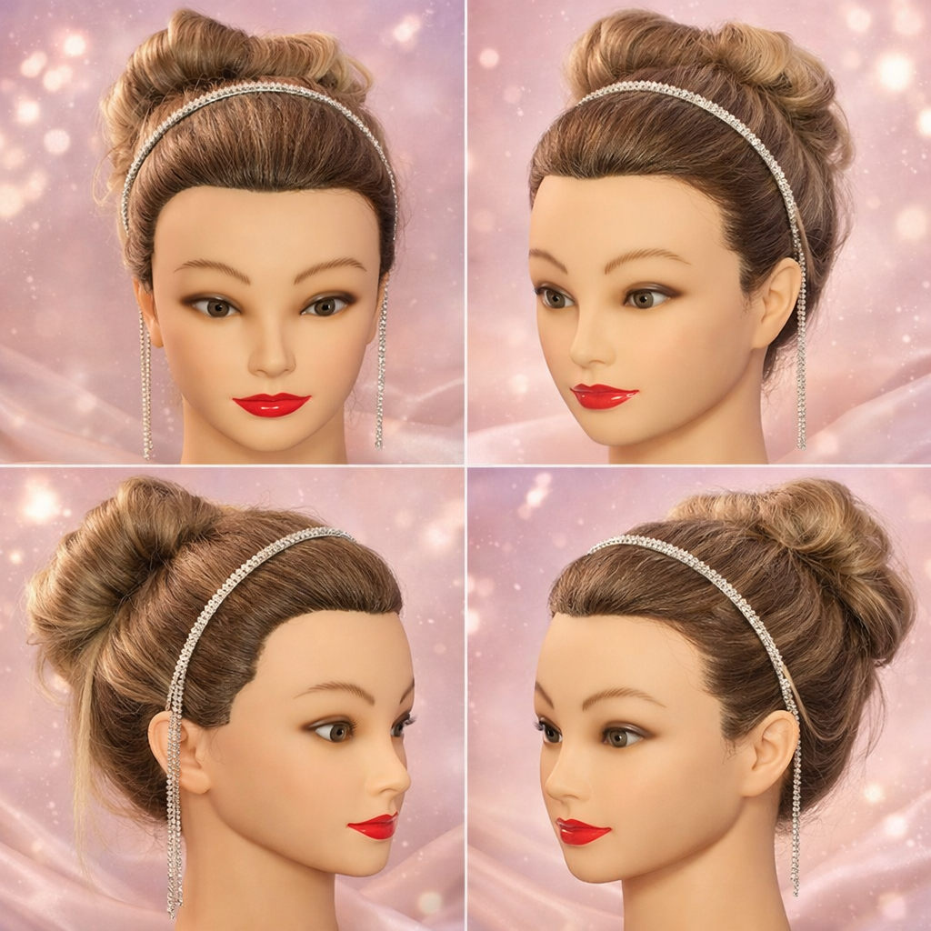 Rhinestone dangly chain headband