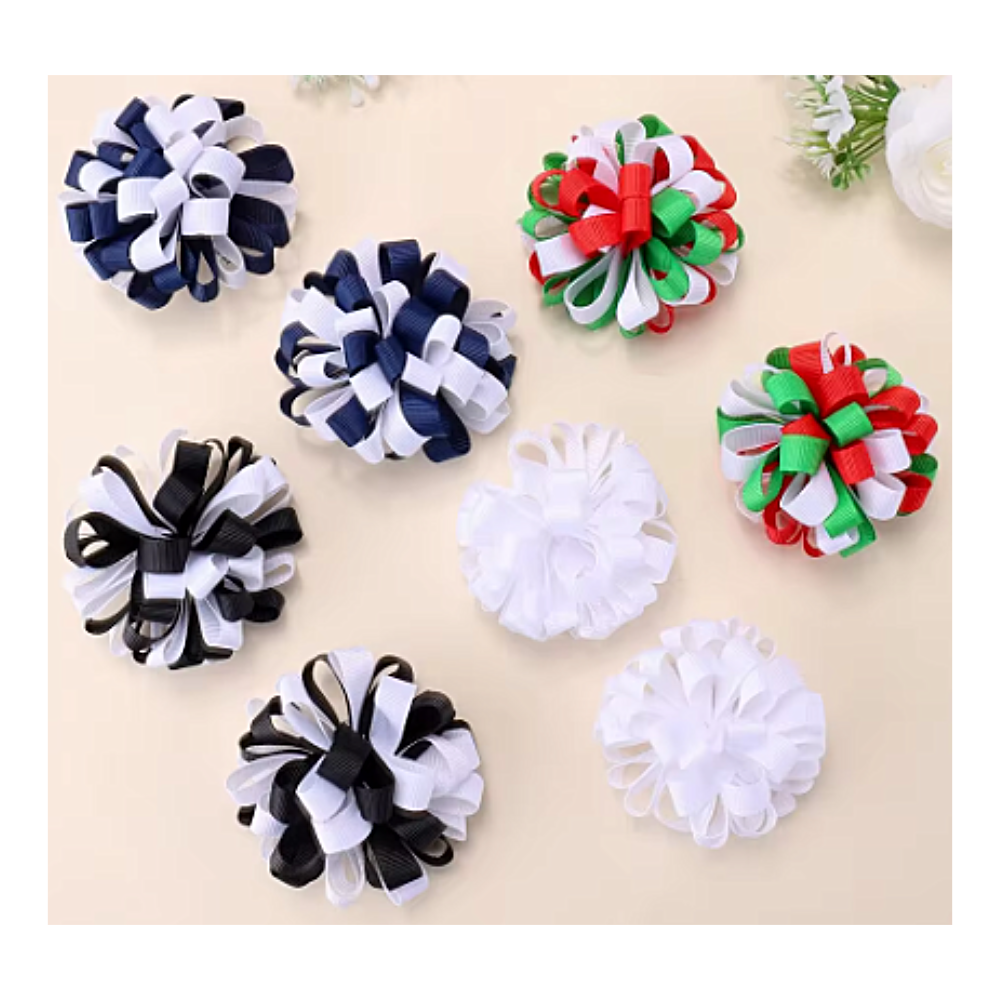 Ribbon Hydrangea Pom Pom Hair Clips Back To School Accessories