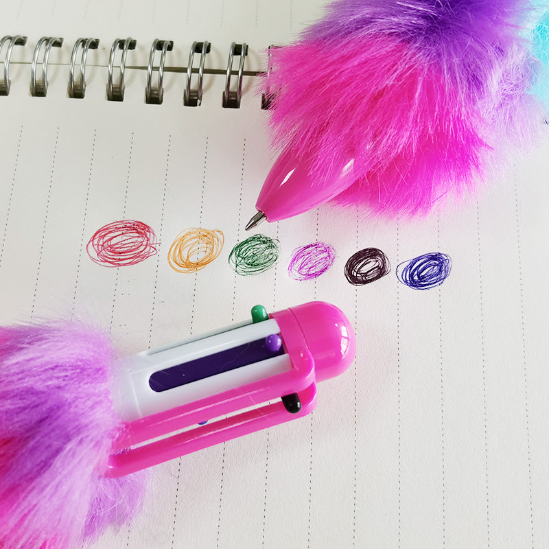 Novelty Fluffy 6 colour pen