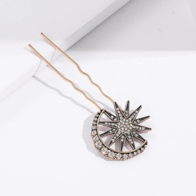 Celestial stars and moons hair pins clip set